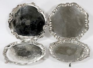 ANTIQUE SILVER-PLATE FOOTED TRAYS 4