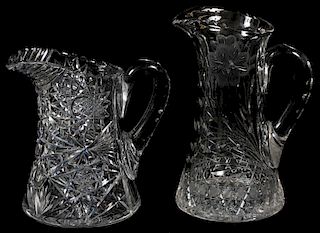 CRYSTAL WATER PITCHERS TWO CIRCA 1900