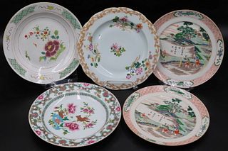 (5) Assorted Chinese Enamel Decorated Plates.