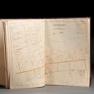 Rhode Island, Newport and Providence, Atlases and Other Books, Seven Volumes.