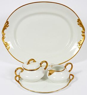 LIMOGES PLATTER, TRAY, CREAMER AND SUGAR C.1920.