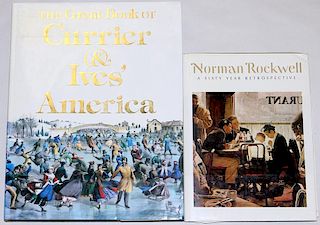 CURRIER AND IVES AND NORMAN ROCKWELL  2 BOOKS