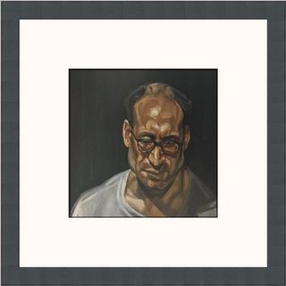 Lucian Freud Man with Glasses Custom Framed Print