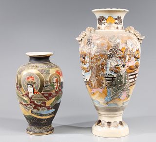 Group of Two Japanese Satsuma Vases