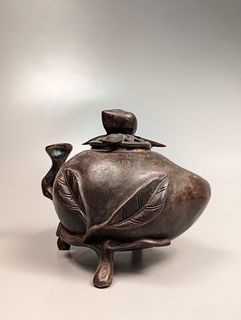 Xuande-Style Bronze Peach Censer
