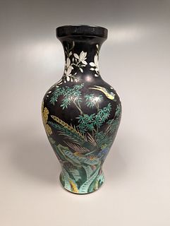 Tall Kangxi-Style Famille Verte Porcelain Vase