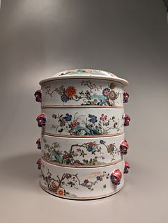 Chinese Enameled Porcelain Stacking Box
