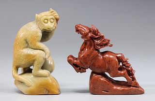 Two Chinese Soapstone Animal Carvings