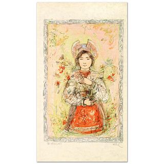 "Tonnette" Limited Edition Lithograph by Edna Hibel (1917-2014), Numbered and Hand Signed with Certificate of Authenticity.