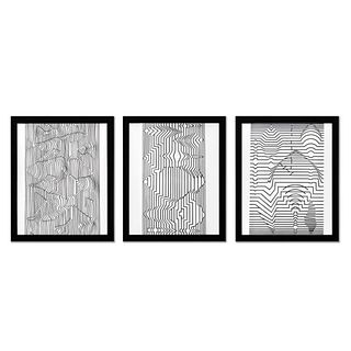 Victor Vasarely (1908-1997), "Naissances - I, Naissances - III, et Ebi-Noor de la série Ondulatoires (Triptych)" Framed 1973 Heliogravure Prints with 