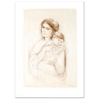 "Leona and Baby" Limited Edition Lithograph by Edna Hibel, Numbered and Hand Signed with Certificate of Authenticity.