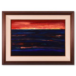 Wyland, "Days End" Framed Original Painting on Masonite, Hand Signed with Letter of Authenticity.