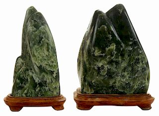 Two Polished Green Nephrite Jade
