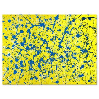 David Holzman, "Blue Dots" Original Acrylic Painting on Gallery Wrapped Canvas (48" x 36"), Hand Signed with Letter of Authenticity