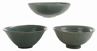 Three Koryo Celadon Porcelain Bowls