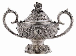 Stieff Rose Repousse Sterling Covered Sugar