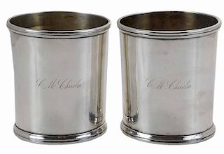 Two American Coin Silver Julep Cups