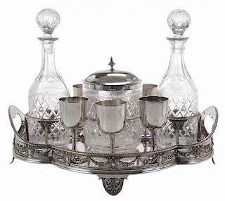 Elkington Ten-Piece Silver-Plated and Cut Crystal Cocktail Set