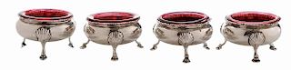 Set of Four George III English Silver Open Salts