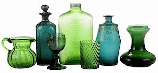 Twenty-three Green Glass Articles