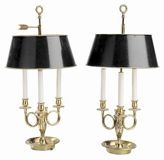 Pair Empire Style Brass and Tole