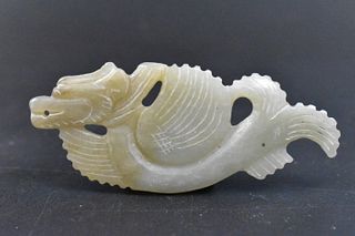Chinese Jade Carved Dragon Pendant, Qing Dynasty