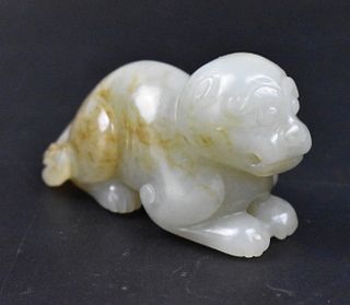 Chinese Jade Carved Lion Figure, Qing Dynasty