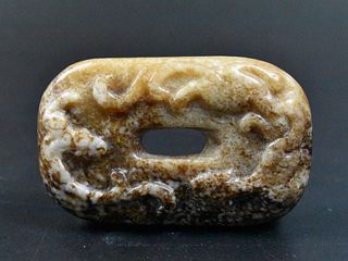 Chinese Jade Carved Toggle w/ Chi Dragon, Ming D.