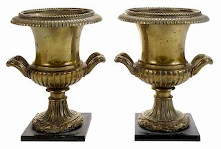 Pair Classical Miniature Brass Urns on