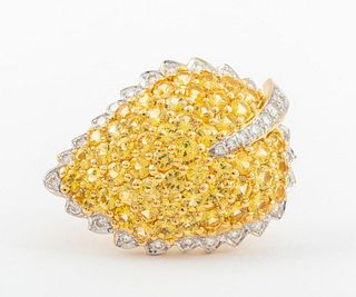 Levian 18K Gold Yellow Sapphire & Diamond Pin