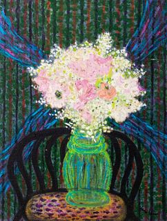 Kayo Lennar "The Zinnia Flowers" Oil on Canvas