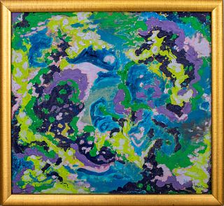 Kayo Lennar 'Purple Abstraction' Oil on Canvas