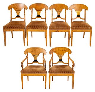 Scandinavian Biedermeier Revival Dining Chairs, 6