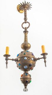 Aesthetic Glass Mounted Brass 3 Light Chandelier