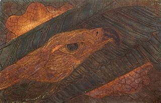 Americana Folk Art "Eagle & Serpent" Wood Panel