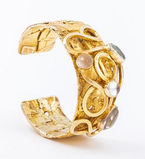 Rachel Gera Gilt Silver Rock Crystal Cuff Bracelet