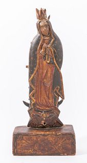 European Polychrome Santos Figure of the Virgin