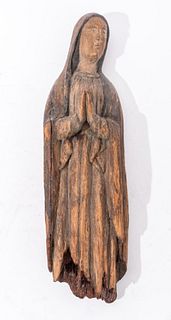 Provincial European Carved Figure of the Virgin