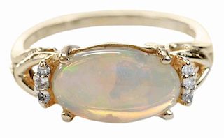 14kt., Opal and Diamond Ring