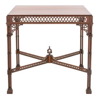 Chinese Chippendale Style Carved Mahogany Side Table