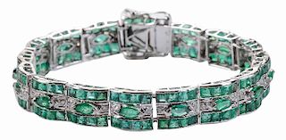 14kt., Emerald and Diamond Bracelet