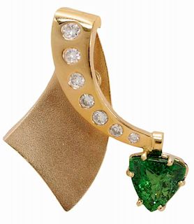 Tsavorite Garnet and Diamond Pendant