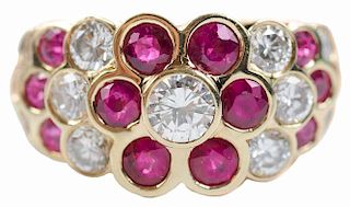 14kt., Diamond and Ruby Ring