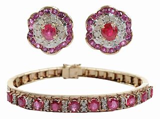 14kt. Ruby and Diamond Suite