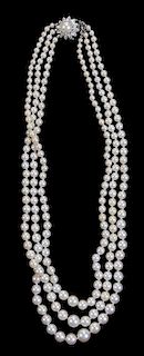 14kt., Pearl and Diamond Necklace