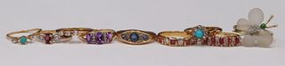 JEWELRY. (9) Assorted Gold Gem and Diamond Rings.