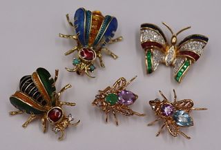 JEWELRY. (5) Assorted 14kt Gold Bug Brooches.