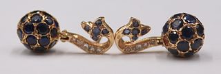 JEWELRY. Pair of 14kt Gold Colored Gem and Diamond