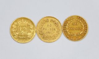 (3) France 40 Franc Gold Coins.