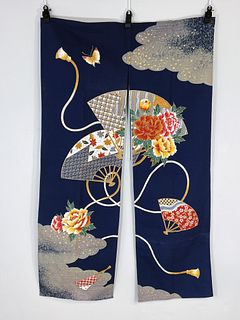 PRINTED FABRIC PANEL WITH FANS & FLOWERS